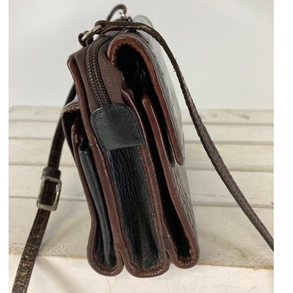 BRIGHTON SMALL BROWN ANIMAL PRINT CROSSBODY BAG WITH POCKETS - Picture 5 of 16